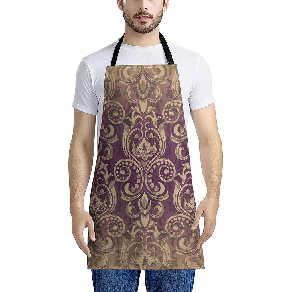 Vintage Western Damask Floral Print Apron