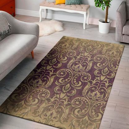 Vintage Western Damask Floral Print Area Rug