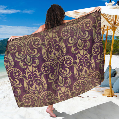 Vintage Western Damask Floral Print Beach Sarong Wrap
