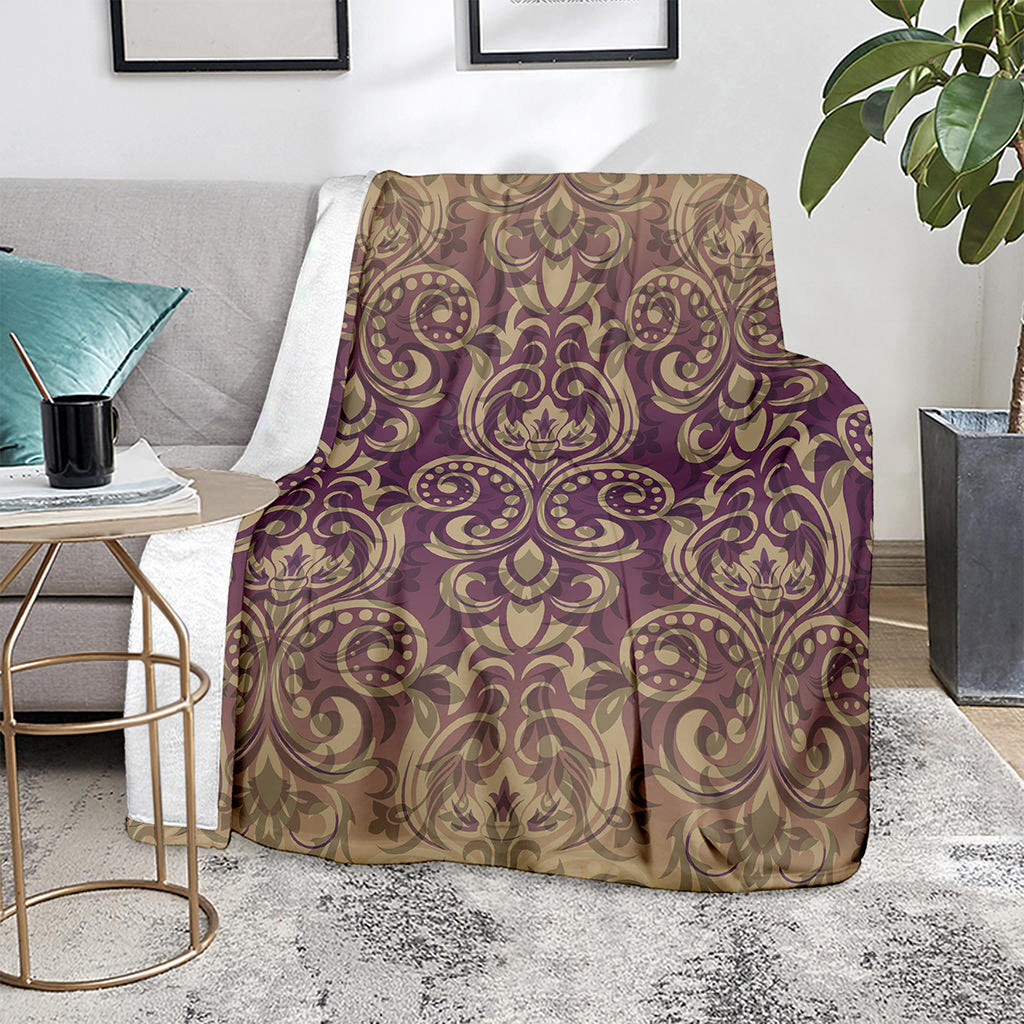 Vintage Western Damask Floral Print Blanket