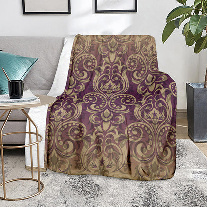 Vintage Western Damask Floral Print Blanket