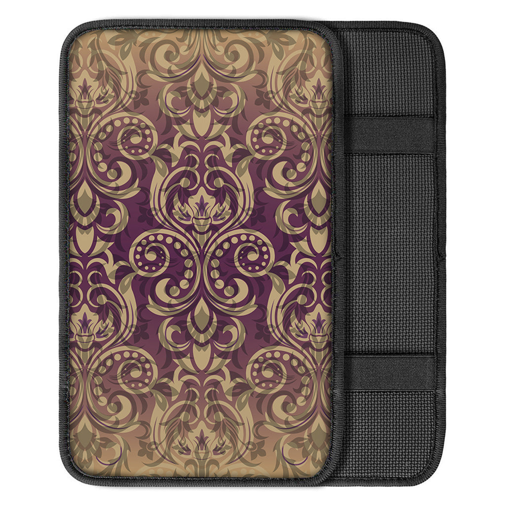 Vintage Western Damask Floral Print Car Center Console Cover