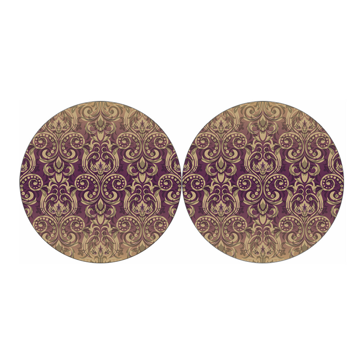Vintage Western Damask Floral Print Car Coasters