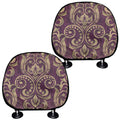 Vintage Western Damask Floral Print Car Headrest Covers