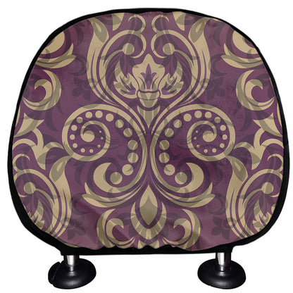Vintage Western Damask Floral Print Car Headrest Covers