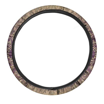 Vintage Western Damask Floral Print Car Steering Wheel Cover