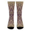 Vintage Western Damask Floral Print Crew Socks