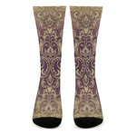 Vintage Western Damask Floral Print Crew Socks