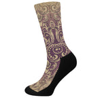 Vintage Western Damask Floral Print Crew Socks