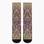 Vintage Western Damask Floral Print Crew Socks