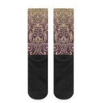 Vintage Western Damask Floral Print Crew Socks