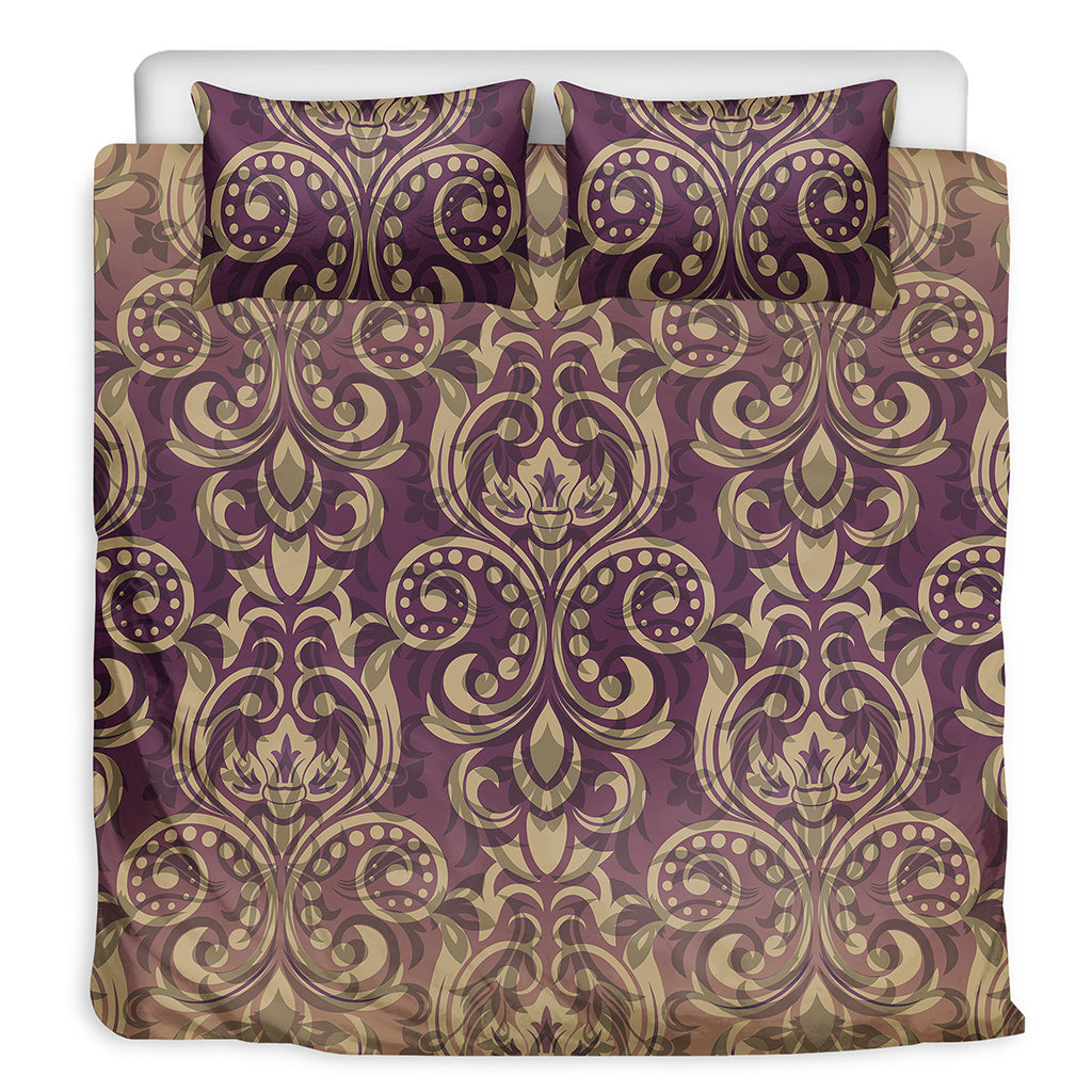 Vintage Western Damask Floral Print Duvet Cover Bedding Set