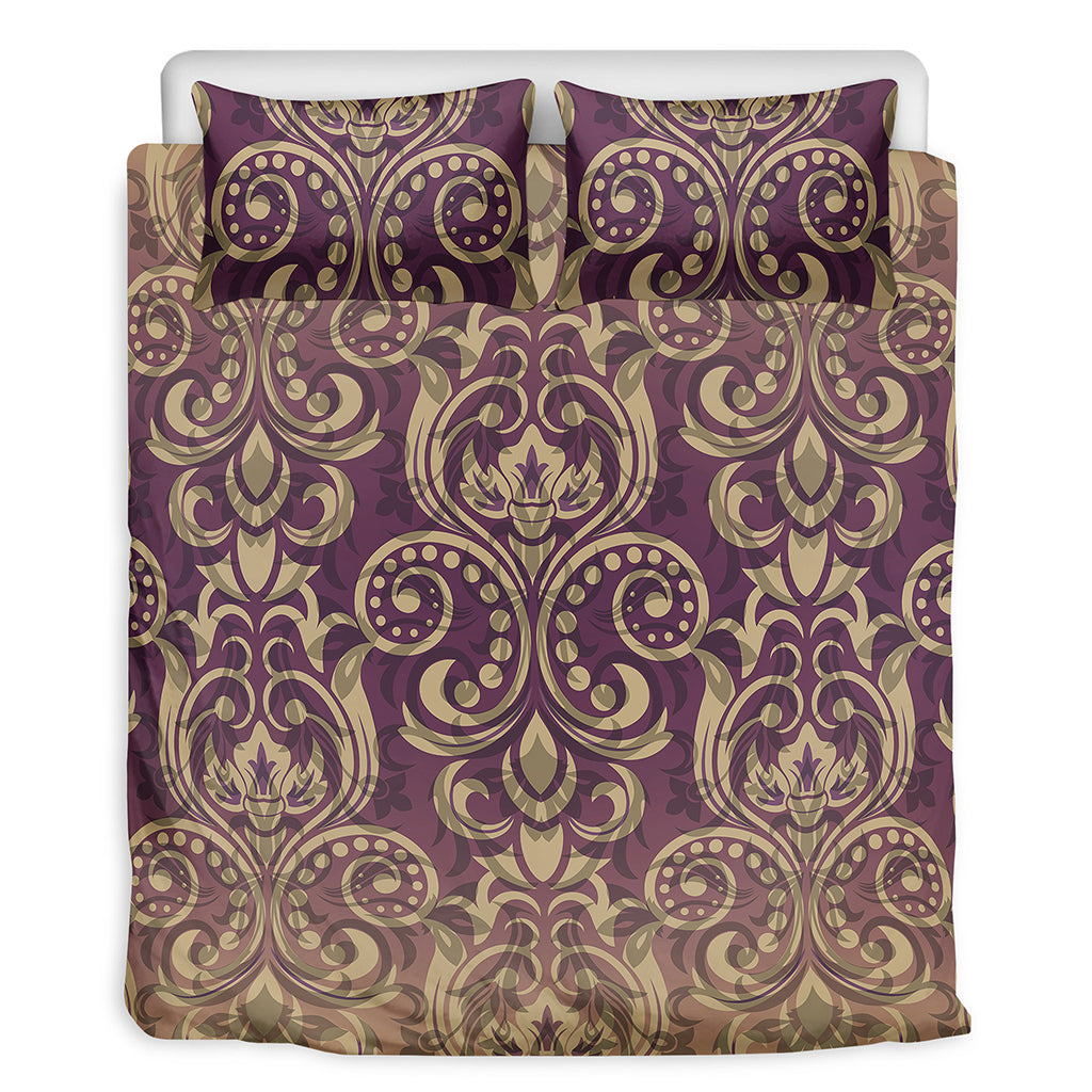 Vintage Western Damask Floral Print Duvet Cover Bedding Set