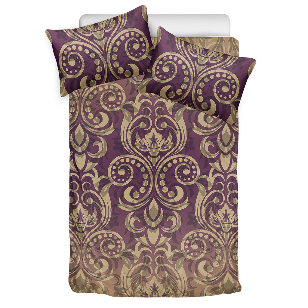 Vintage Western Damask Floral Print Duvet Cover Bedding Set