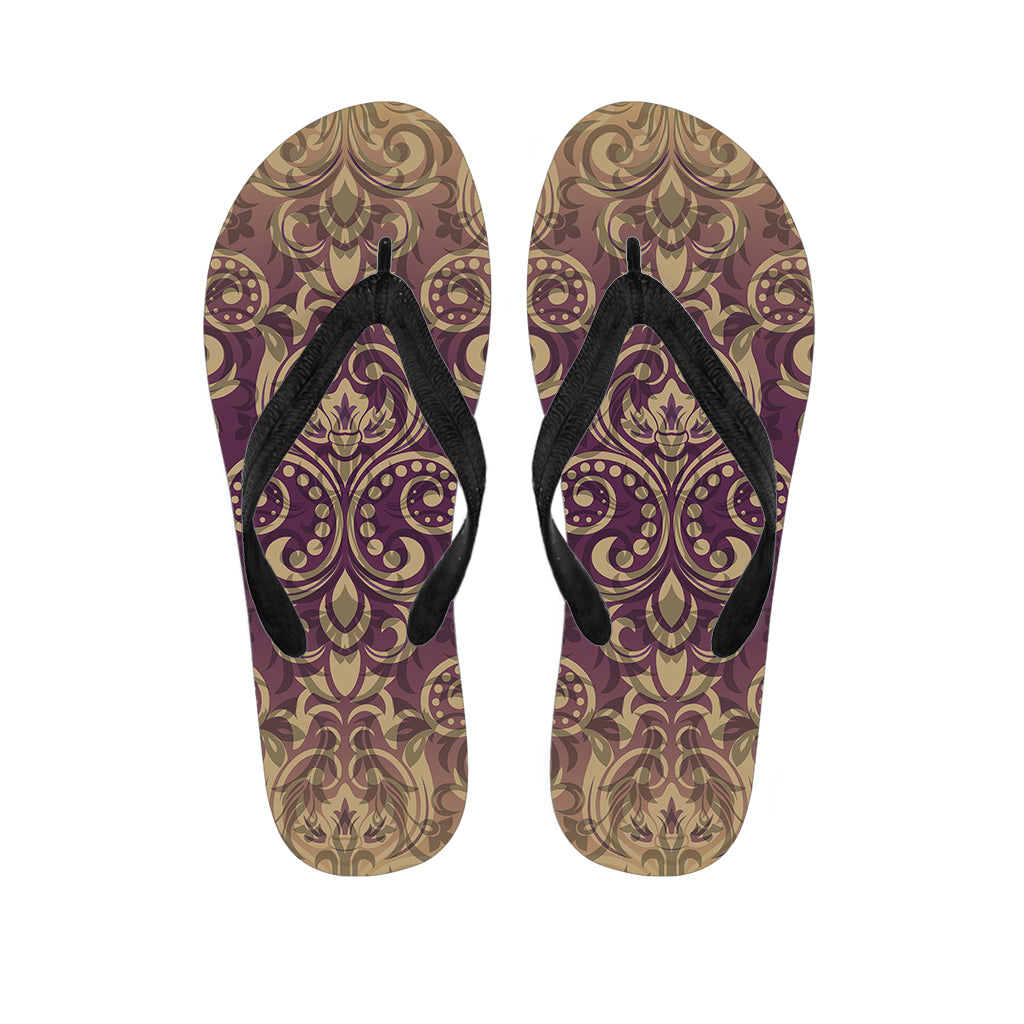 Vintage Western Damask Floral Print Flip Flops