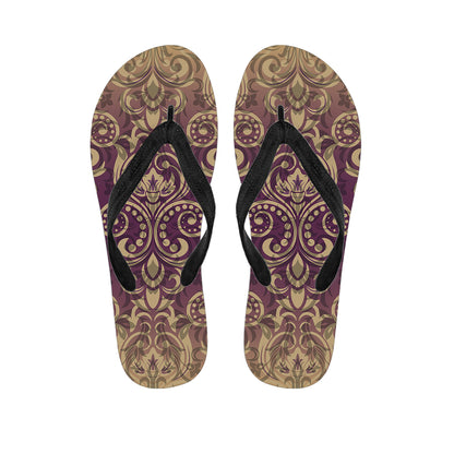 Vintage Western Damask Floral Print Flip Flops