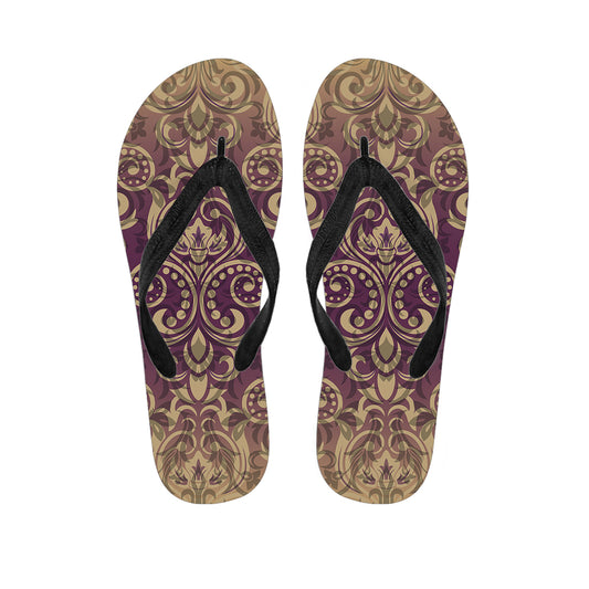 Vintage Western Damask Floral Print Flip Flops