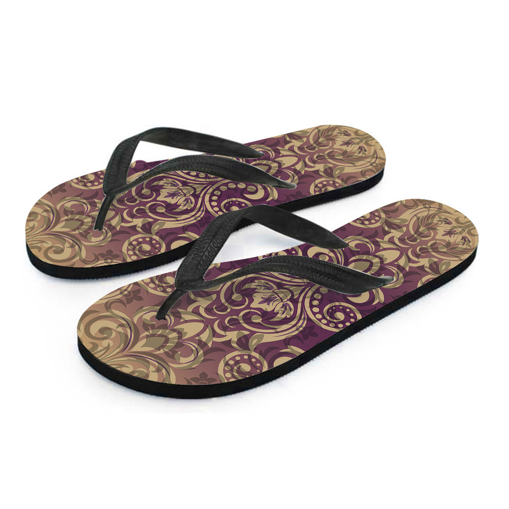 Vintage Western Damask Floral Print Flip Flops