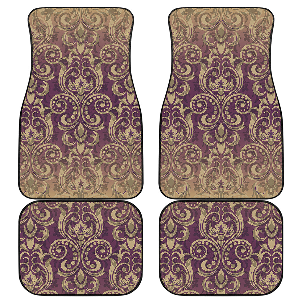Vintage Western Damask Floral Print Front and Back Car Floor Mats