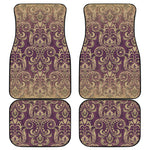 Vintage Western Damask Floral Print Front and Back Car Floor Mats