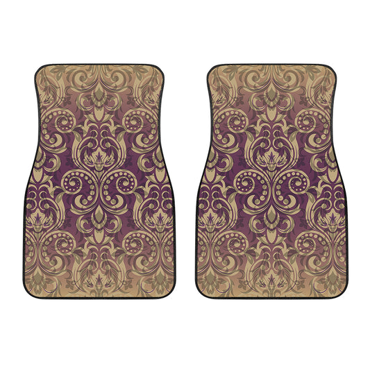 Vintage Western Damask Floral Print Front Car Floor Mats