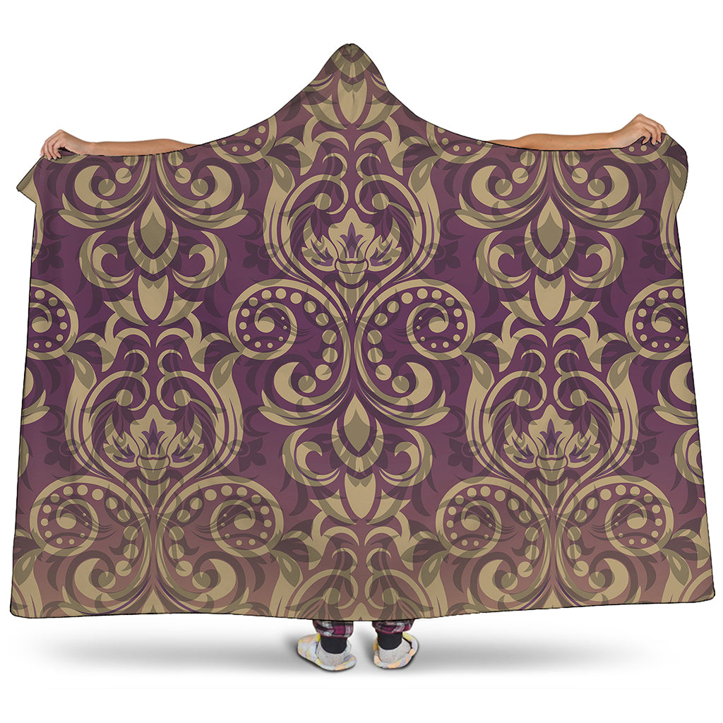 Vintage Western Damask Floral Print Hooded Blanket
