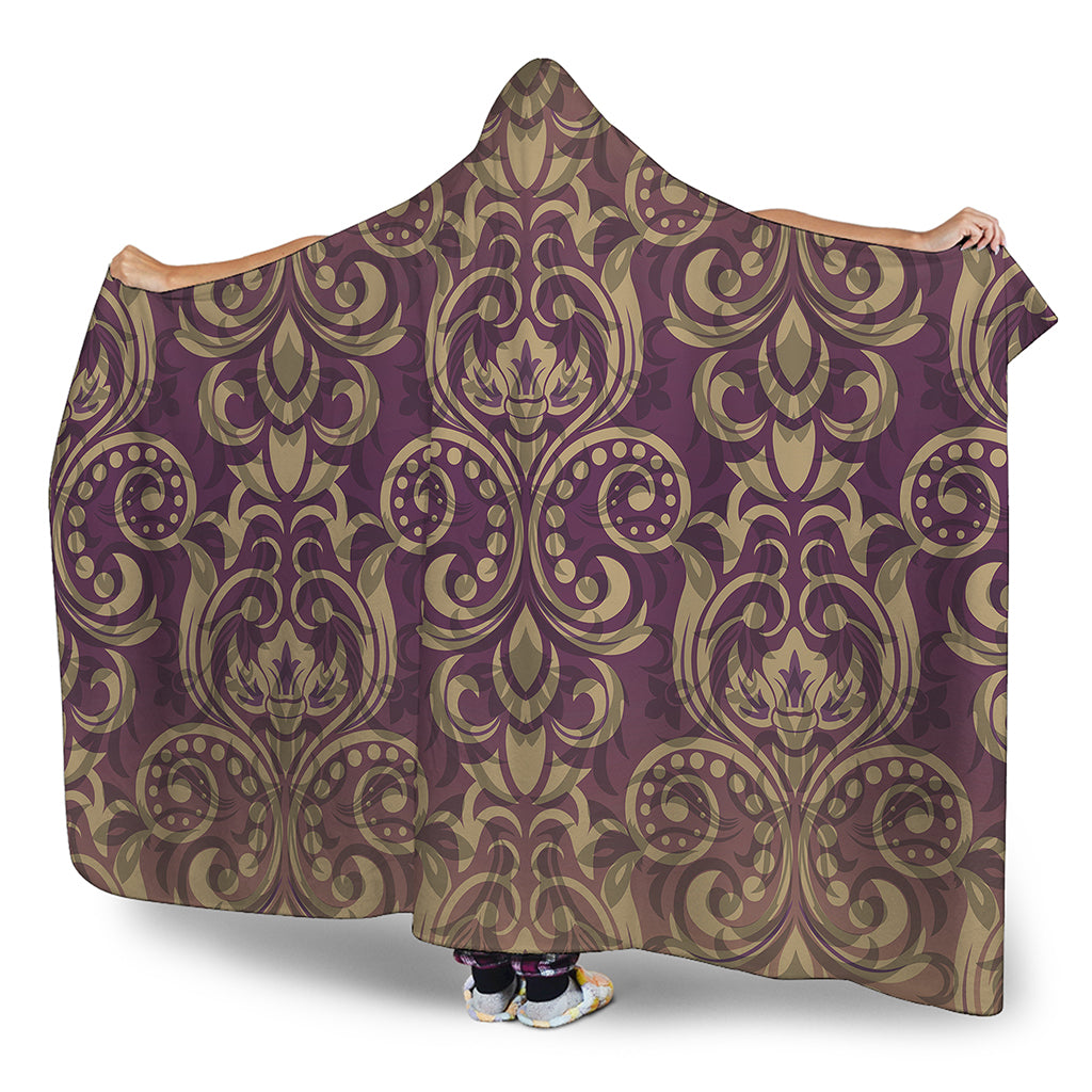 Vintage Western Damask Floral Print Hooded Blanket