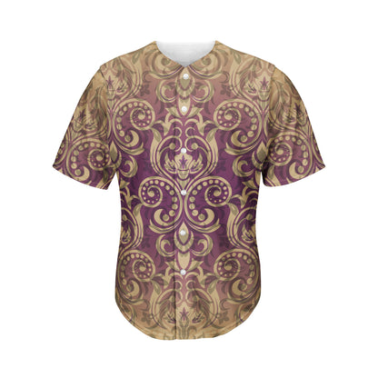 Vintage Western Damask Floral Print Men's Baseball Jersey
