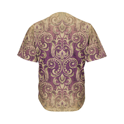 Vintage Western Damask Floral Print Men's Baseball Jersey