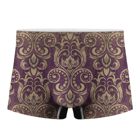 Vintage Western Damask Floral Print Men's Boxer Briefs