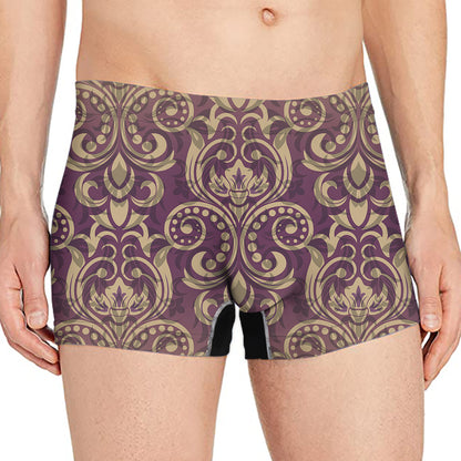 Vintage Western Damask Floral Print Men's Boxer Briefs