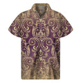 Vintage Western Damask Floral Print Men's Short Sleeve Shirt