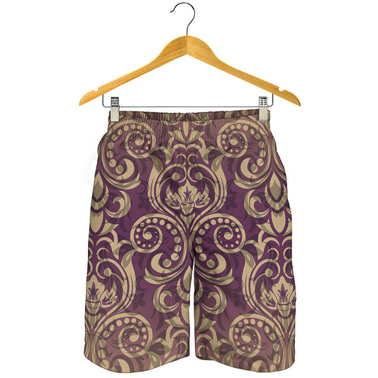 Vintage Western Damask Floral Print Men's Shorts