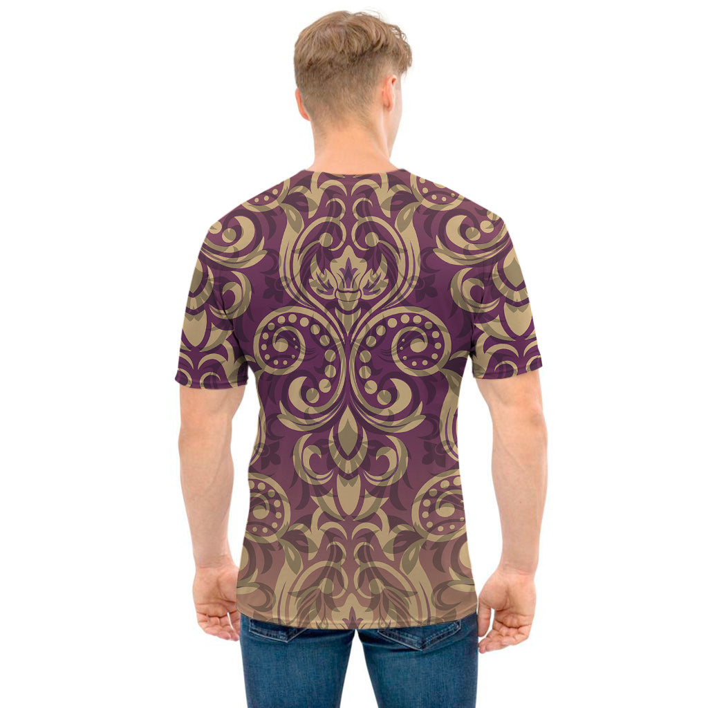 Vintage Western Damask Floral Print Men's T-Shirt