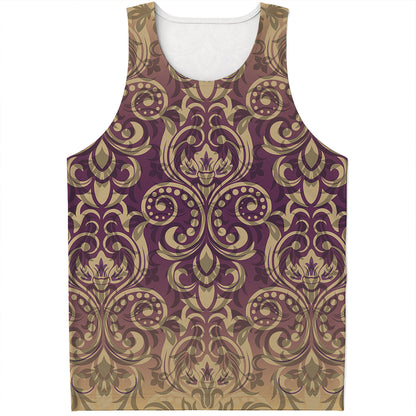 Vintage Western Damask Floral Print Men's Tank Top