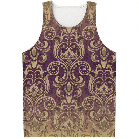 Vintage Western Damask Floral Print Men's Tank Top