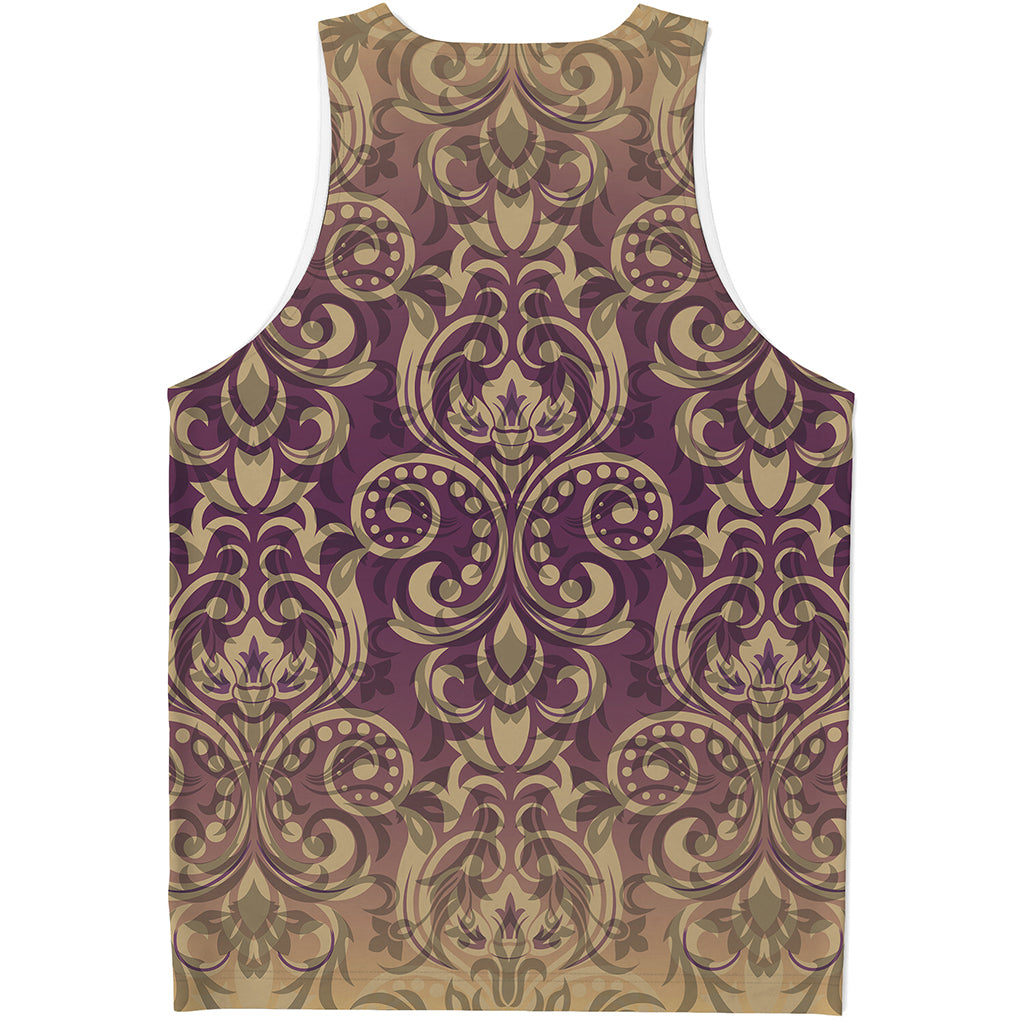 Vintage Western Damask Floral Print Men's Tank Top