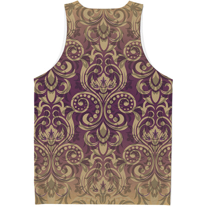Vintage Western Damask Floral Print Men's Tank Top