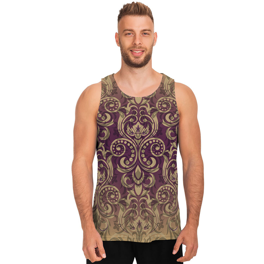 Vintage Western Damask Floral Print Men's Tank Top