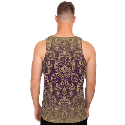 Vintage Western Damask Floral Print Men's Tank Top