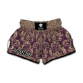 Vintage Western Damask Floral Print Muay Thai Boxing Shorts