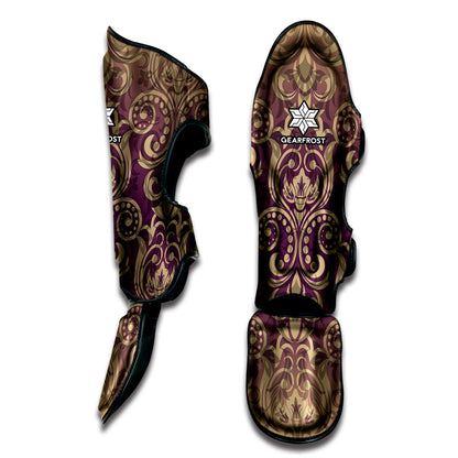 Vintage Western Damask Floral Print Muay Thai Shin Guard