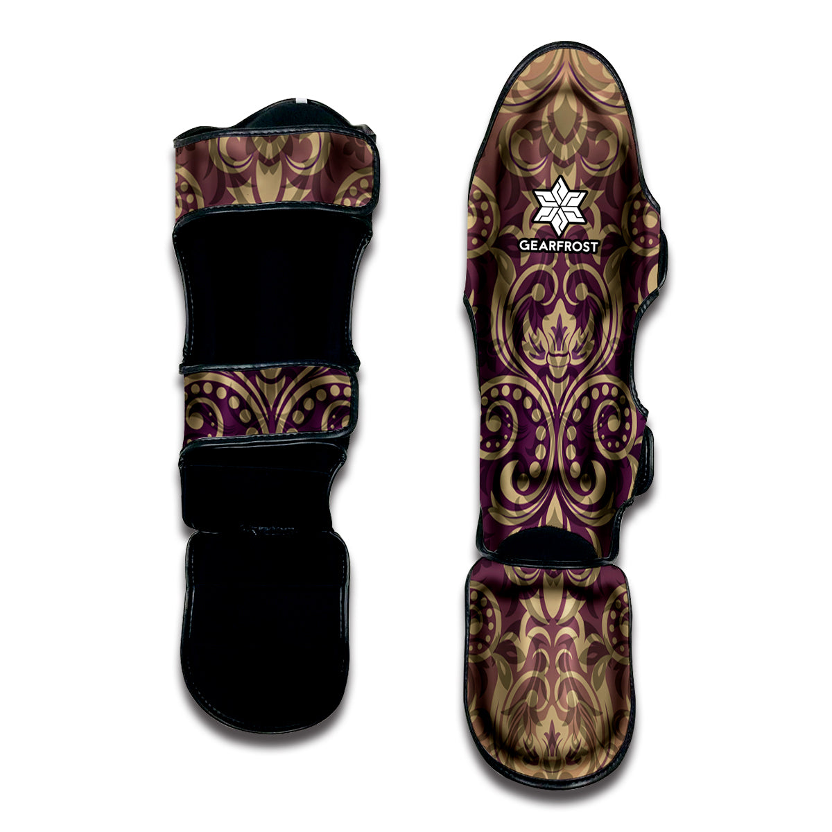 Vintage Western Damask Floral Print Muay Thai Shin Guard