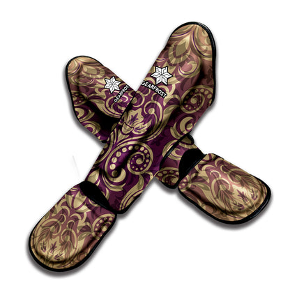 Vintage Western Damask Floral Print Muay Thai Shin Guard