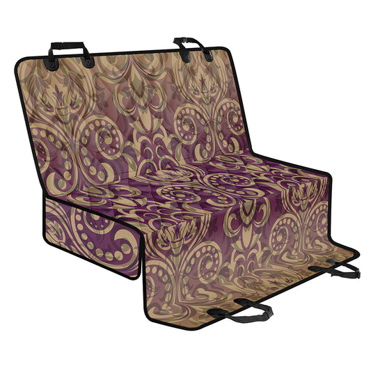 Vintage Western Damask Floral Print Pet Car Back Seat Cover