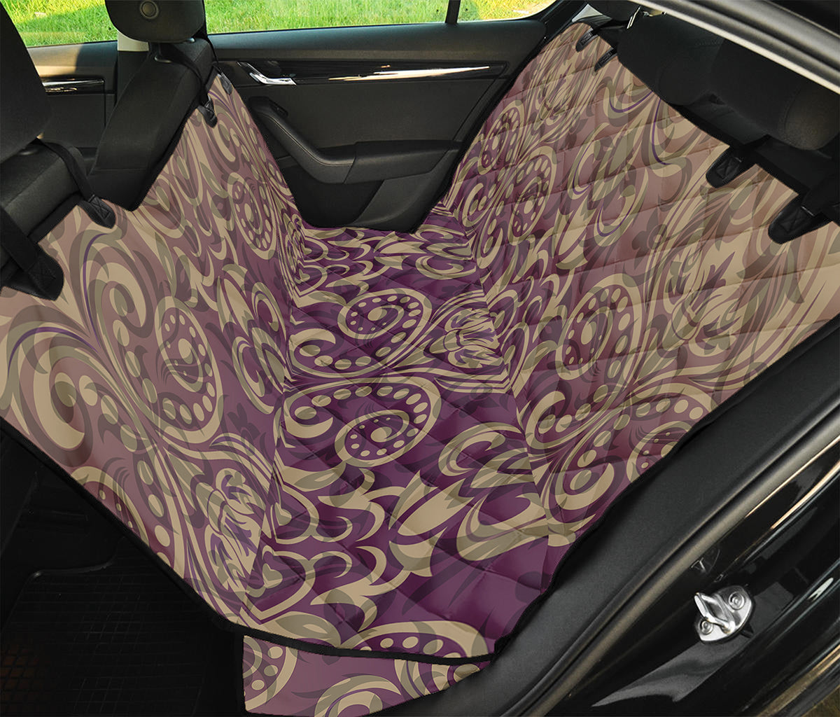 Vintage Western Damask Floral Print Pet Car Back Seat Cover