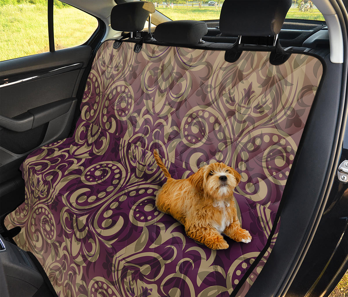 Vintage Western Damask Floral Print Pet Car Back Seat Cover