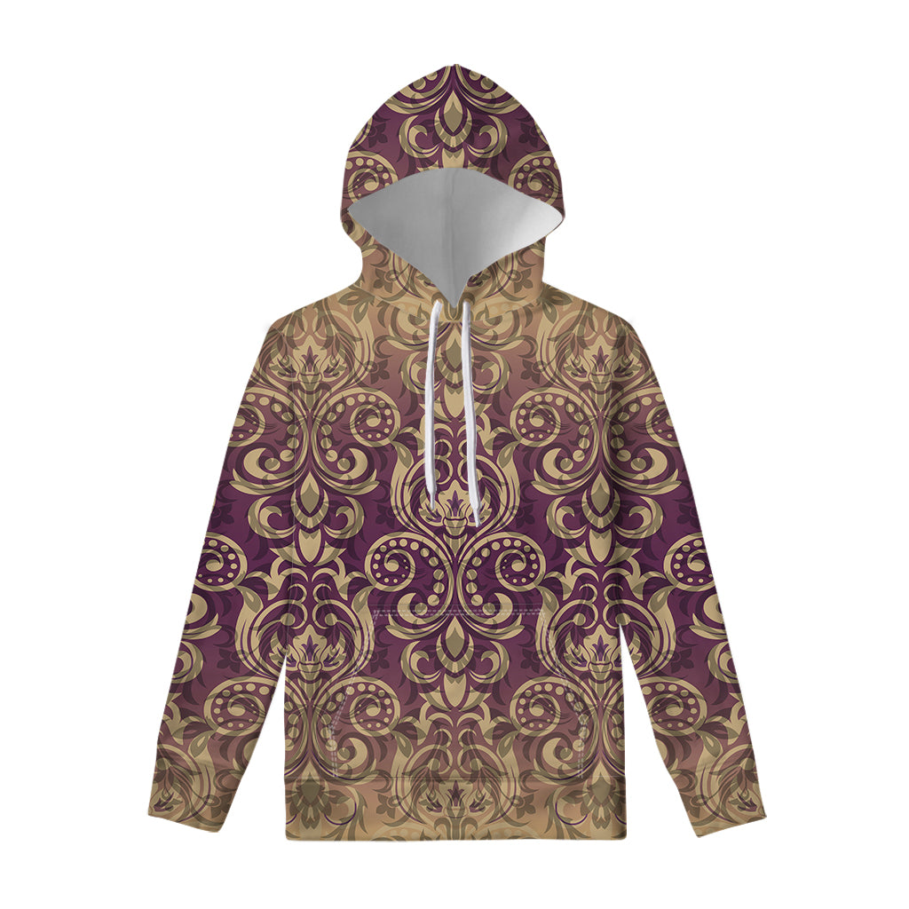 Vintage Western Damask Floral Print Pullover Hoodie