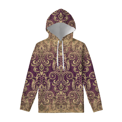 Vintage Western Damask Floral Print Pullover Hoodie