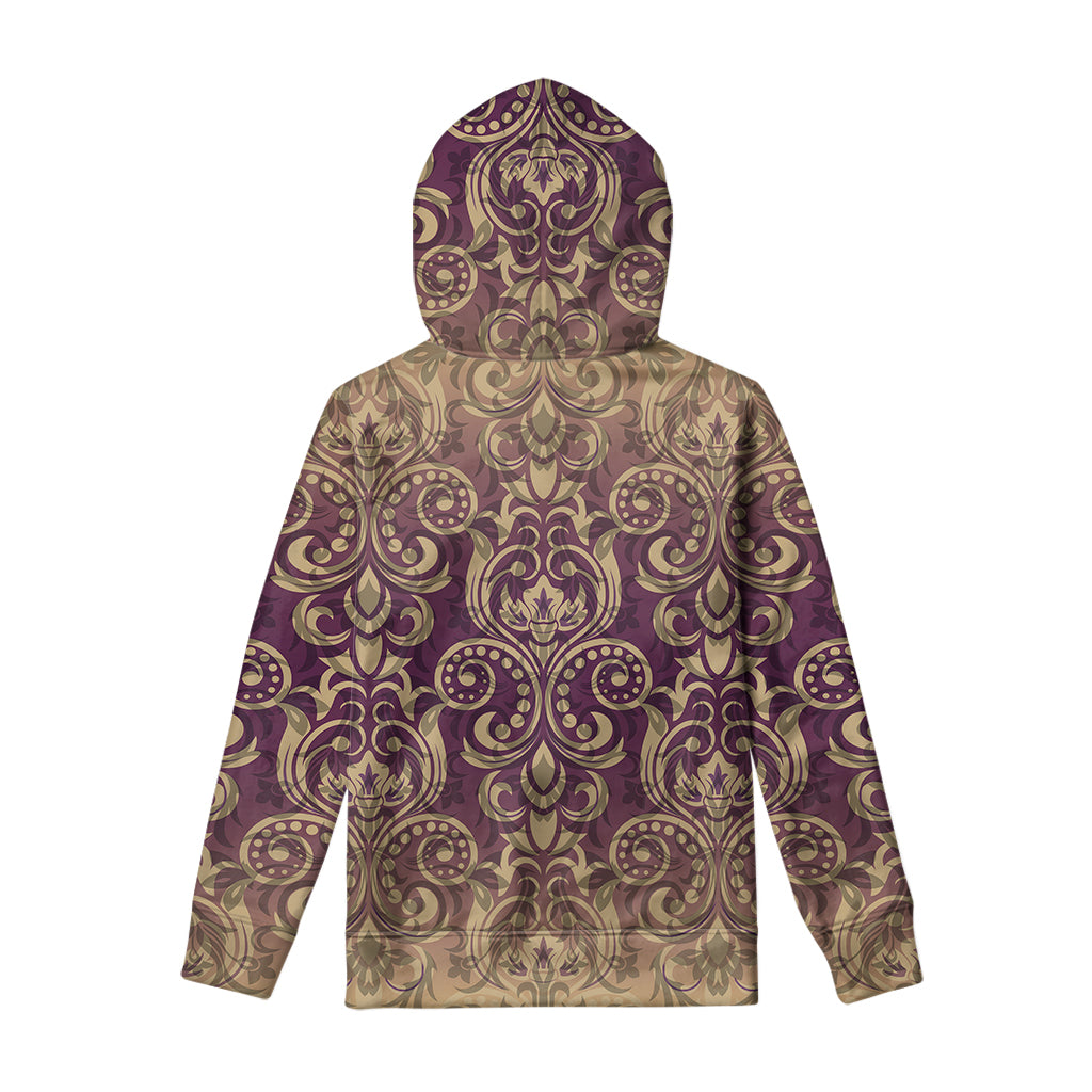 Vintage Western Damask Floral Print Pullover Hoodie